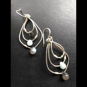 Silpada 3 Tier Teardrop 925 Sterling Silver Gemstone Earrings